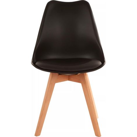 Interiors by Premier Black Chair With Cushion and Beach Wood Legs, Effortless Cleaning Small Chair, Easy to Adjust Bedroom chair (1/5)