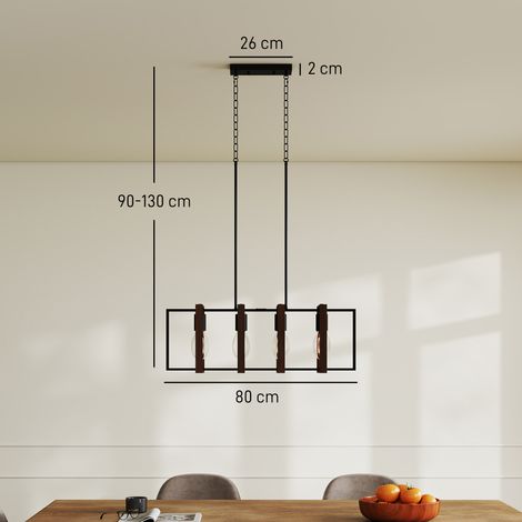 Suspension simple avec 4 cadres rotatifs et chaîne réglable, 80x21x90-130cm, noir et marron. (1/5)