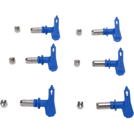 Ensemble de 6 embouts de pulvérisation sans air bleus 211 315 417 515 517 523 pour pistolet à peinture sans air destiné à la construction de maisons et de bâtiments. (1/5)