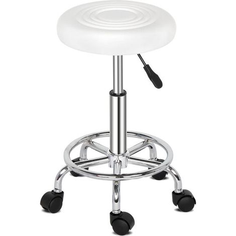 Tabouret de bar Rembourré Confortable, siège pivotant hydraulique Robuste, réglable en Hauteur, Robuste et Durable Blanc (1/4)