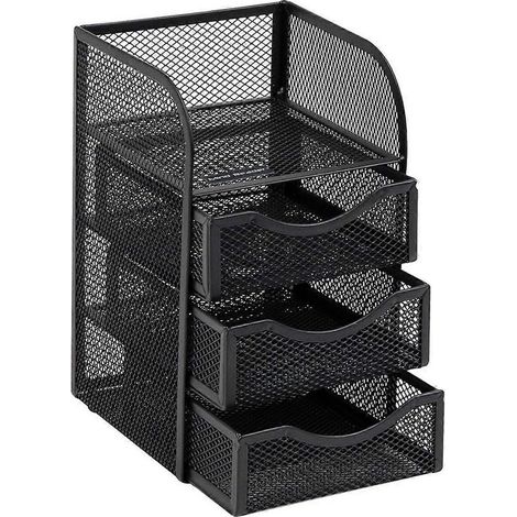 Aufbewahrungsbox für Schreibtischzubehör mit Schublade, Korb für Büroklammern, Arbeitsplatz, Büro, Metallgitter (1/5)