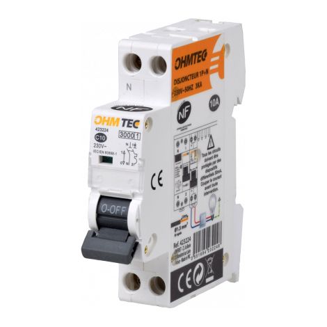 Disjoncteur à vis NF - 1P+N 2A 3kA Courbe C - OHMTEC - IICSEN (1/3)