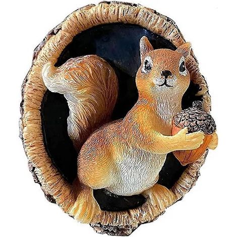Eichhörnchenstatue, die einen Baum umarmt, Gartenornament, Eichhörnchenstatue für den Außenbereich, Wanddekoration für Zuhause, Skulptur, die einen Baum umarmt (1/5)