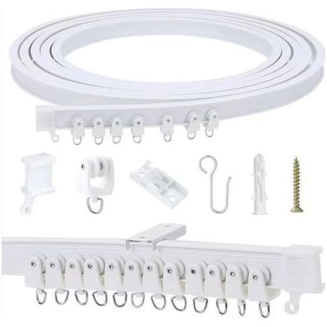 2M Rail de rideau flexible et flexible, Rail de rideau incurvé, Système de rails de rideau pour séparateur de pièce, rideau de douche, chambre à coucher, balcon, hôpital (1/5)