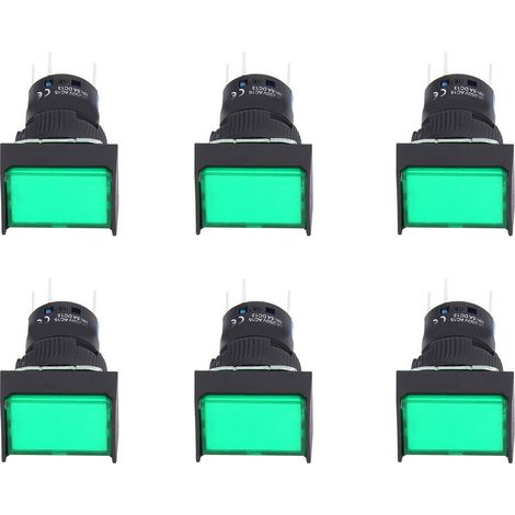 Bouton Poussoir 16mm Carré Auto-Maintien Momentané avec Voyant LED 24V Vert - Lot de 25 Interrupteurs pour Panneau (1/5)