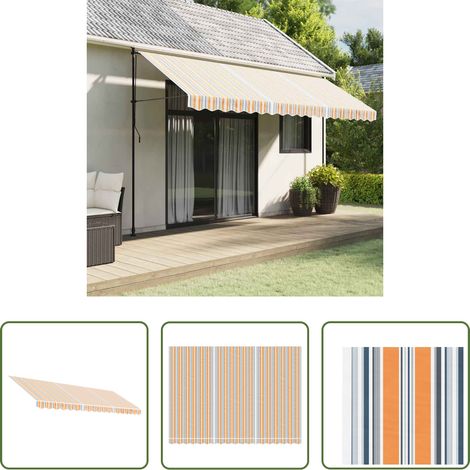 Remplacement de toiture - Tissu de remplacement pour auvent rayures multicolores 4,5x3 m (1/5)