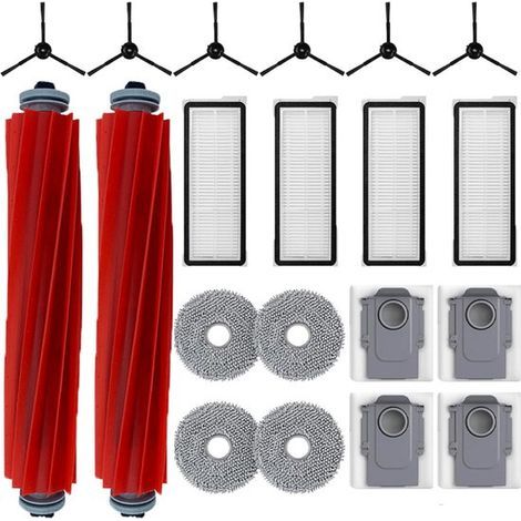 16-Piece Accessory Set for Roborock Qrevo Pro/Qrevo S/Qrevo Maxv Robotic Vacuum Cleaner - Vacuum Cleaner Accessories - Accessory Kit - Includes Main Brush, Dust Bag, Cleaning Cloth, Filter, and Side B (1/4)
