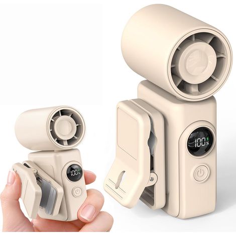 Ventilateur de voiture à pince rechargeable — mini ventilateur portable à pince rechargeable avec écran LED, rotation 360° (1/5)