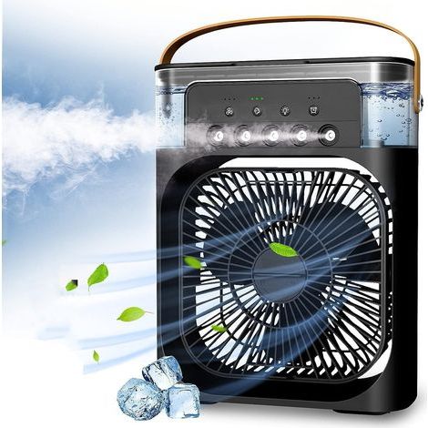 Tragbare Klimaanlage, Ventilator, Luftbefeuchter, kleiner Luftkühler, 3 Geschwindigkeitsstufen, geeignet für Zuhause und unterwegs, schwarz (1/5)