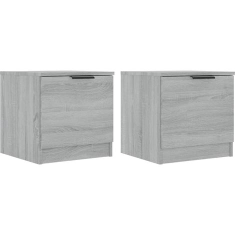 Set 2 comodini con vano con anta 40 x 39 x 40 cm in legno ingegnerizzato grigio DEC035715