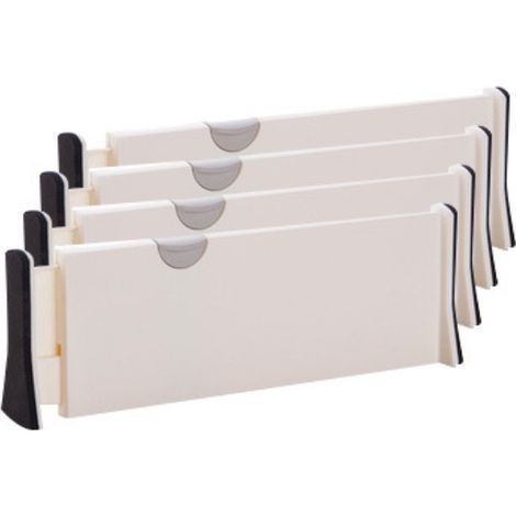 Lot de 4 séparateurs de tiroir en plastique réglables pour rangement de cuisine, chambre à coucher, commode, armoire, bureau Court 28.3-44cm (1/5)