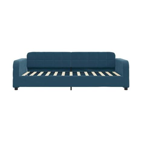 Lit de jour avec tiroir (sans matelas), bleu, 100 × 200 cm, rangement pratique intégré, meuble de chambre, design contemporain, montage facile (1/5)