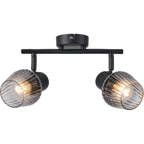 Plafonnier moderne noir verre fumé 2xE14 Mitura Candellux (1/2)