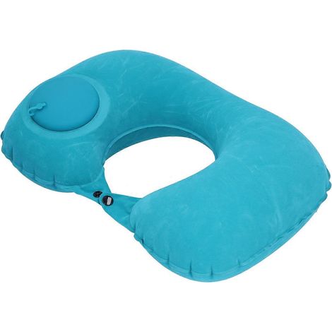 Coussin gonflable en forme de U, se gonfle par simple pression d'un bouton, vert menthe, pour avion, voiture, bureau, maison