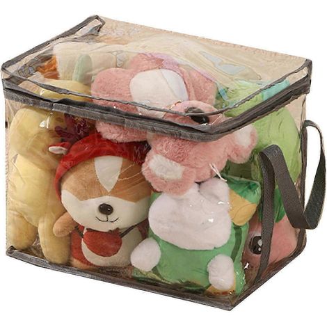 Sacs de rangement transparents pour jouets (M, Gris), sacs de rangement réutilisables en PVC transparent imperméable avec fermeture éclair pour le voyage et l'organisation (1/5)