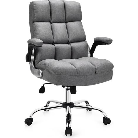 Linen Upholstered Executive Chair Ergonomic High Back Computer Chair Home Office (1/5)
