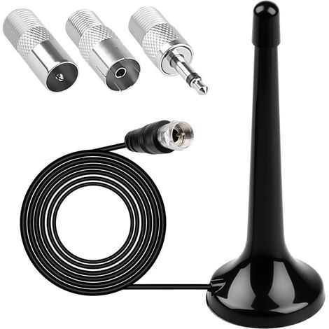 Antenne TV Intérieur avec Base Magnétique Câble de 3 Meter, 75 Ohm Antenne Radio FM Dab Maison Télescopique, Antenne FM pour HiFi Tuner FM Poste Radio Récepteur Stéréo Dab+ Dab AV Audio Vidéo (1/5)