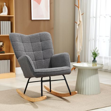 Sessel Schaukelstuhl Berbervlies 98 71 101 Dunkelgrau OKMYHOME (1/4)