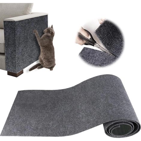 Tapis à griffer autocollant pour chats 100x30cm Gris - Tapis anti-griffures réutilisable - Protection de canapé pour chatons (1/5)