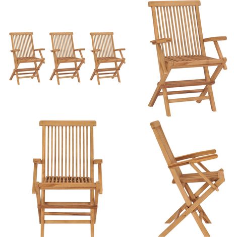 Sedie da Giardino Pieghevoli 3 pz in Legno Massello di Teak - Sedie in legno teak - Sedie pieghevoli
