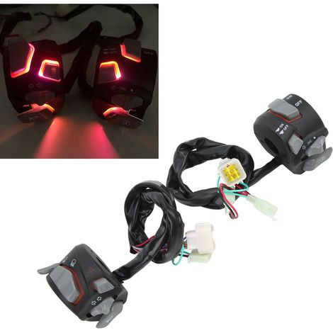 Motorrad-LED-Lenkerschaltereinheit, 22 mm, rotes Licht, Universalausführung (1/5)