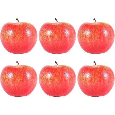 Pommes artificielles décoratives en plastique, imitation fruits, décoration intérieure, lot de 6, rouges (1/5)