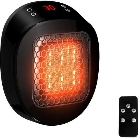 Calefactor cerámico mini de 600 W con control remoto, temporizador, pantalla LED, protección contra sobrecalentamiento, temperatura ajustable, ideal para oficina, sala de estar o dormitorio. (1/5)