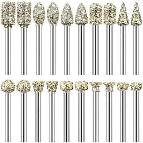 Diamantfräser, XU 20er-Pack Diamantfräser, 1/8"-Schaft, kompatibel mit Dremel zum Schnitzen, Heimwerken, Schleifen, Polieren und Gravieren --Crezuo