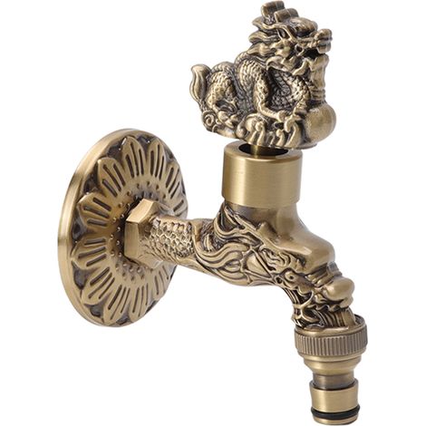 Robinet d'évier en cuivre, raccord femelle G1/2, motif dragon et licorne, pour lavabo et salle de bain, décoration intérieure.