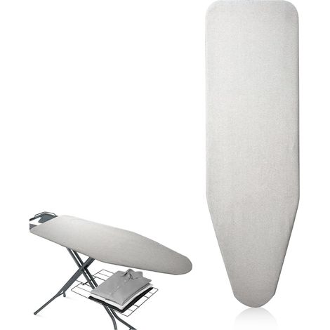 Housse de table à repasser 120x40 cm en coton résistant à la chaleur, gris argenté, compatible avec planches à repasser et fers à vapeur, protège-surface, lot unique (1/5)