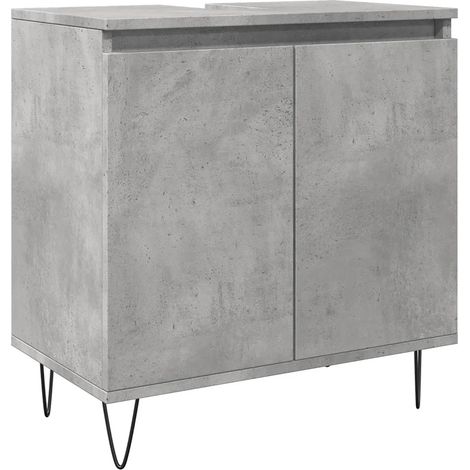 Armoire de bain moderne avec grand espace de rangement 58 x 33 x 60 cm en bois d'ingénierie gris béton (1/5)