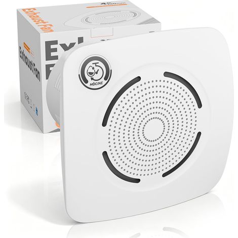 Extracteur d'Air Salle de Bain 100mm avec Hygrostat et Minuterie  PC+ABS, silencieux, double roulement à billes, pour salle de bain, WC et cuisine, durée de vie de plus de 30000 heures, Blanc (1/5)