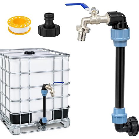 Robinet IBC Col de Cygne de Cuve, Adaptateur IBC, S60x6 IBC Raccord Robinet, Vanne Pour Reservoir Eau 1000 Litres Exterieur, Raccord Té Pour d'adaptateur Cuve (Modèle 2) (1/5)