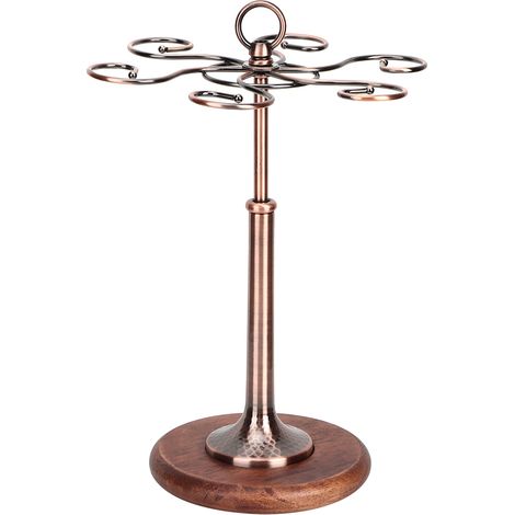 Bureau fer 6 bouteilles vin tasse support en verre présentoir organisateur décorationbronze (1/5)