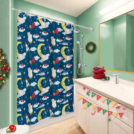 Rideau douche polyester 180x180 stylé protection douche pour salle d’eau sans fenêtre (1/5)
