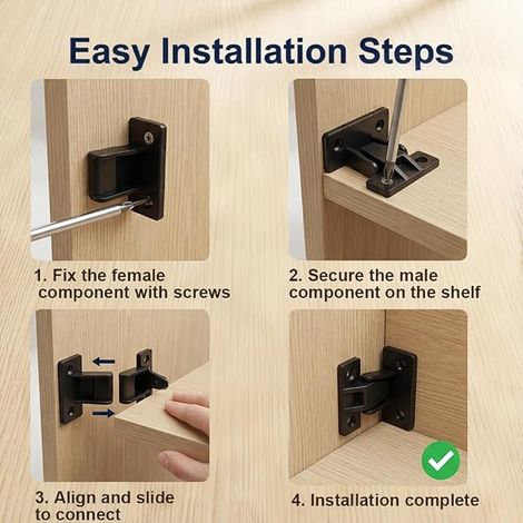paires de fixations pour plinthe à pousser dans les panneaux AS Raccords de fixation pour panneaux cachés de meubles de salle de bain en ABS à ajustement rapide pour armoires de cuisine (1/3)