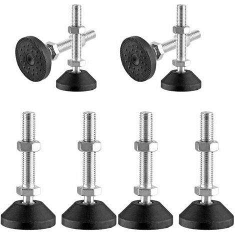 8pcs Vis de Réglage pour Pieds de Meuble, Pied vis m8 Pied a Visser Ajustables de Montage au Sol Capacité de Charge : Jusqu‘à 300 kg, Vis, Écrou et Rotule en Acier Pieds de Nivellement