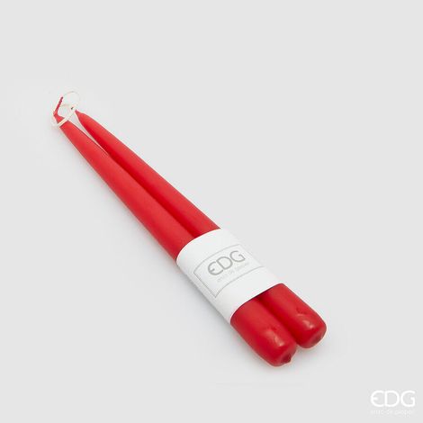 EDG Enzo De Gasperi Set 2 Candele a Stelo Rosse H25 Ø2,2 cm – Candele Decorative di Natale (1/2)
