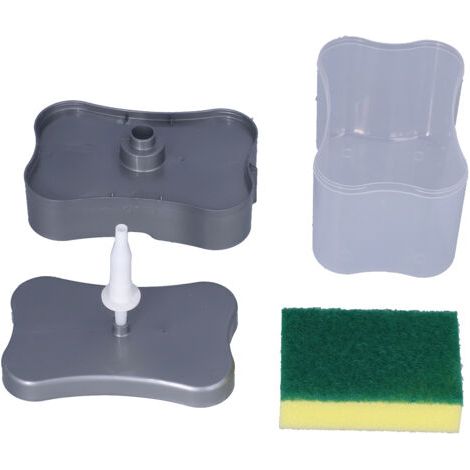 Dispensador de jabón líquido con bomba, de presión manual, recipiente para jabón, organizador con esponja, utensilios de cocina (1/4)