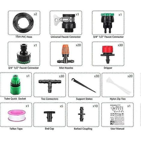 Drip Irrigation Kit, Adjustable Irrigation Kit, Irrigation System, Micro Irrigation Kit For Automatic Irrigation System Installed In Garden Greenhouse (1/4)