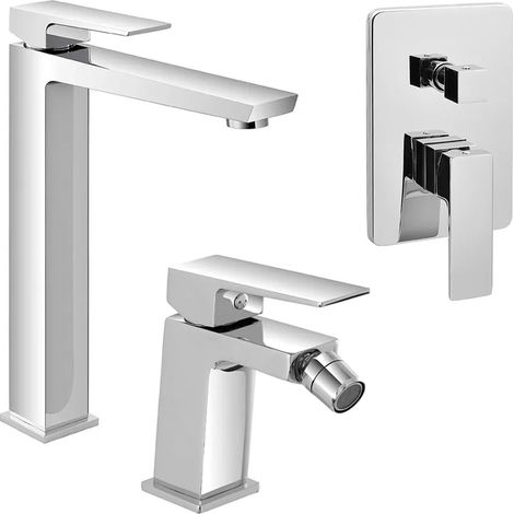 Set di rubinetti lavabo bidet e doccia in ottone cromato Kubo (1/5)
