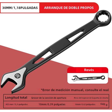Clé à cliquet double extrémité (30 mm), outil de réparation automobile général de qualité industrielle, en acier au carbone. (1/5)