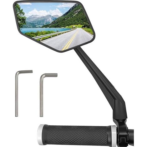 Espejo retrovisor izquierdo para bicicleta, Ajustable 360°, Espejo retrovisor en el manillar, Ajustable, Apto para todos los modelos, Reflectante (1/5)