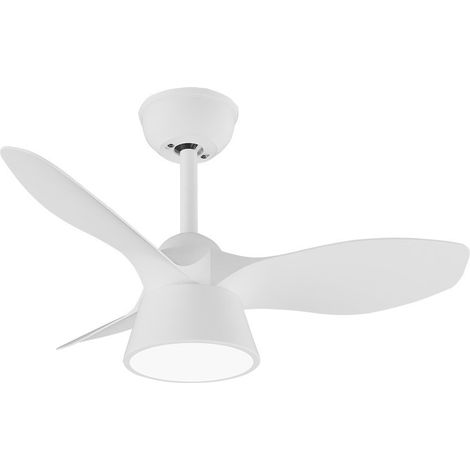 Ventilador de techo LED "Cúbico" regulable con control remoto (36W 3CCT 2680lm) IP20 Ø82cm color blanco (1/2)