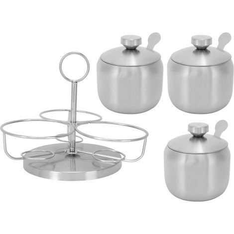 Ensemble de Pots à Épices Innovant avec Couvercle et Cuillère - Rangement Tournant pour Sel, Sucre et Condiments