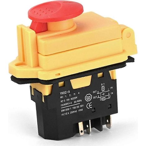 Interrupteur électromagnétique YH02-A 250 V 16 A, bouton-poussoir de démarrage 5 broches pour machines-outils, étanche (1/5)