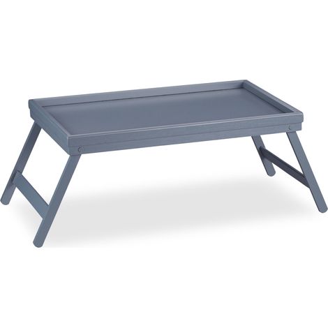 Set di 1 vassoio da colazione a letto pieghevole 60 x 40 x 5 cm pratico design essenziale in bambù grigio 130005547