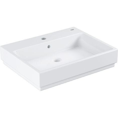 Grohe Aufsatzwaschtisch Cube Keramik 60cm, 1 HL m ÜL, Rücks gla, alwe PureGua (1/4)
