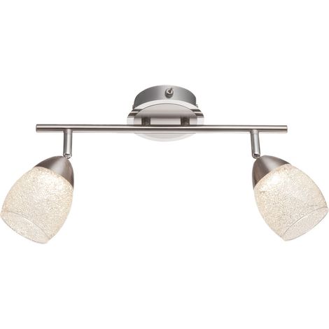 Plafoniera LED cromo 2 fiamme faretto da soffitto orientabile cristalli, 2x LED 5 watt 430 lumen bianco neutro, LxH 35 x 21 cm