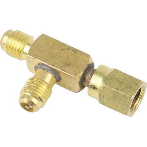 Convertisseur Adaptateur en Té en Laiton 1/4 Pouce Mâle et Femelle SAE Connecteur Pivotant éVasé Installation de Climatisation Automatique